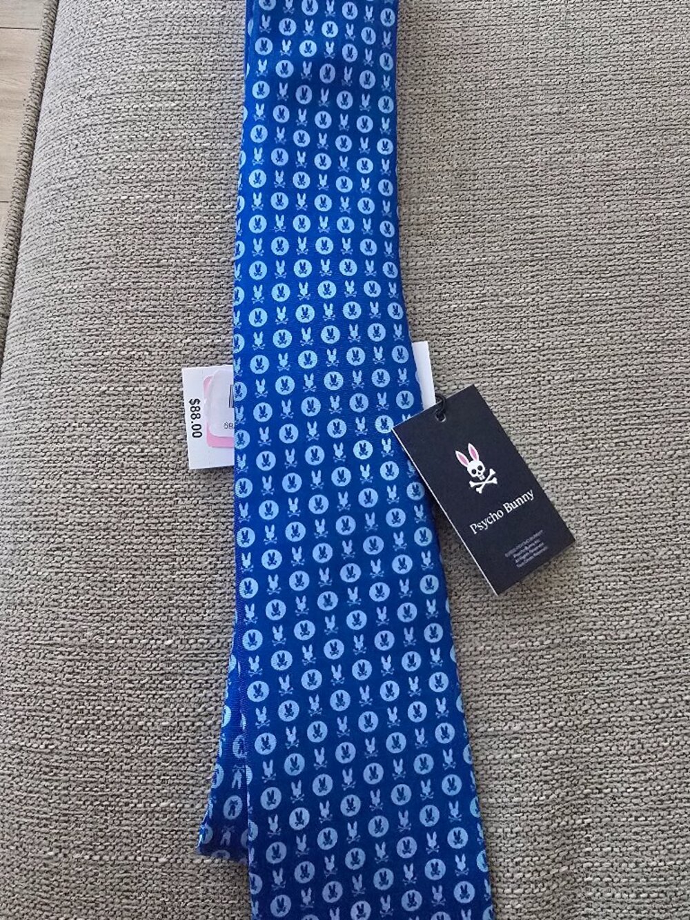 Psycho Bunny Tie 100% Silk English Fabric Made In USA NWT Blue